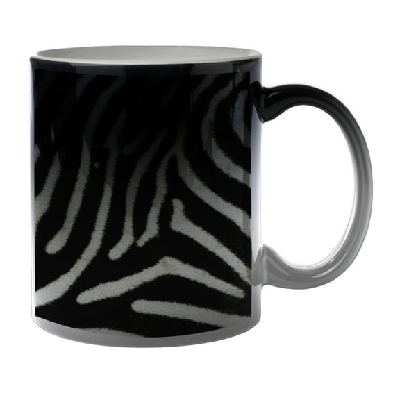 KuzmarK Black Heat Morph Color Changing Coffee Cup Mug 11 Ounce - Zebra