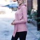 thumbnail image 3 of Suéter Top Otoño Invierno Mujer Cuello Alto Irregular Manga Larga Cuello Alto Prendas De Punto Rosa 3XL, 3 of 6