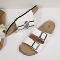 thumbnail image 6 of Pennysue Women's Cork Footbed Slide Sandals White Adjustable Buckle Slipper Shoes with Arch Support 7M, 6 of 8