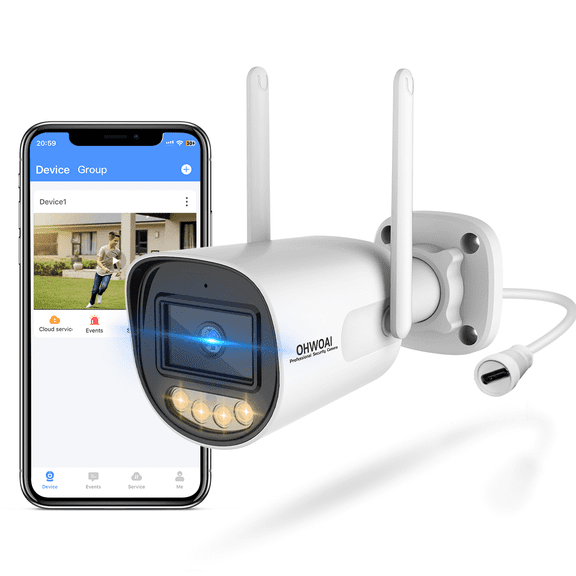 OHWOAI 2.4G/5G Wireless Outdoor Security Camera with Color Night Vision, Motion Detection, Remote Viewing WiFi Cameras