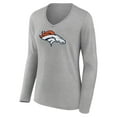 thumbnail image 2 of Women's Heather Gray Denver Broncos Primary Team Logo Long Sleeve V-Neck T-Shirt, 2 of 3