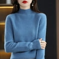 thumbnail image 3 of Pull Femme Automne Hiver Mode Coréenne Chaud Col Mi-Haut Basique Tricoté Manches Longues, 3 of 5