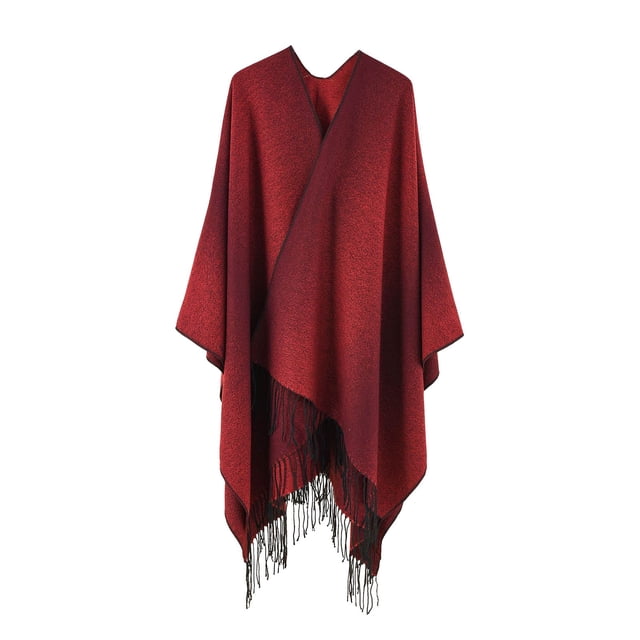 Women Soild Color Blocking Autumn Spring Winter Windproof Warm Fashion Cloak Shawl Cardigan Shawl