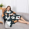 thumbnail image 5 of Oversized Wearable Blanket Hoodie,Dark Halloween Ghosts Pumpkins and Stars Sherpa Blanket Hoodie with Super Pockets,Super Warm Fuzzy Pullover for Women & Men, 5 of 6