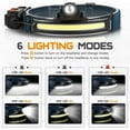 thumbnail image 2 of Potente linterna frontal LED recargable, linterna frontal con zoom con modo de sensor sensible, luz de halo impermeable IPX65 para pesca nocturna, camping y ciclismo [Clase de eficiencia energética A TUNC Sencillez, 2 of 5