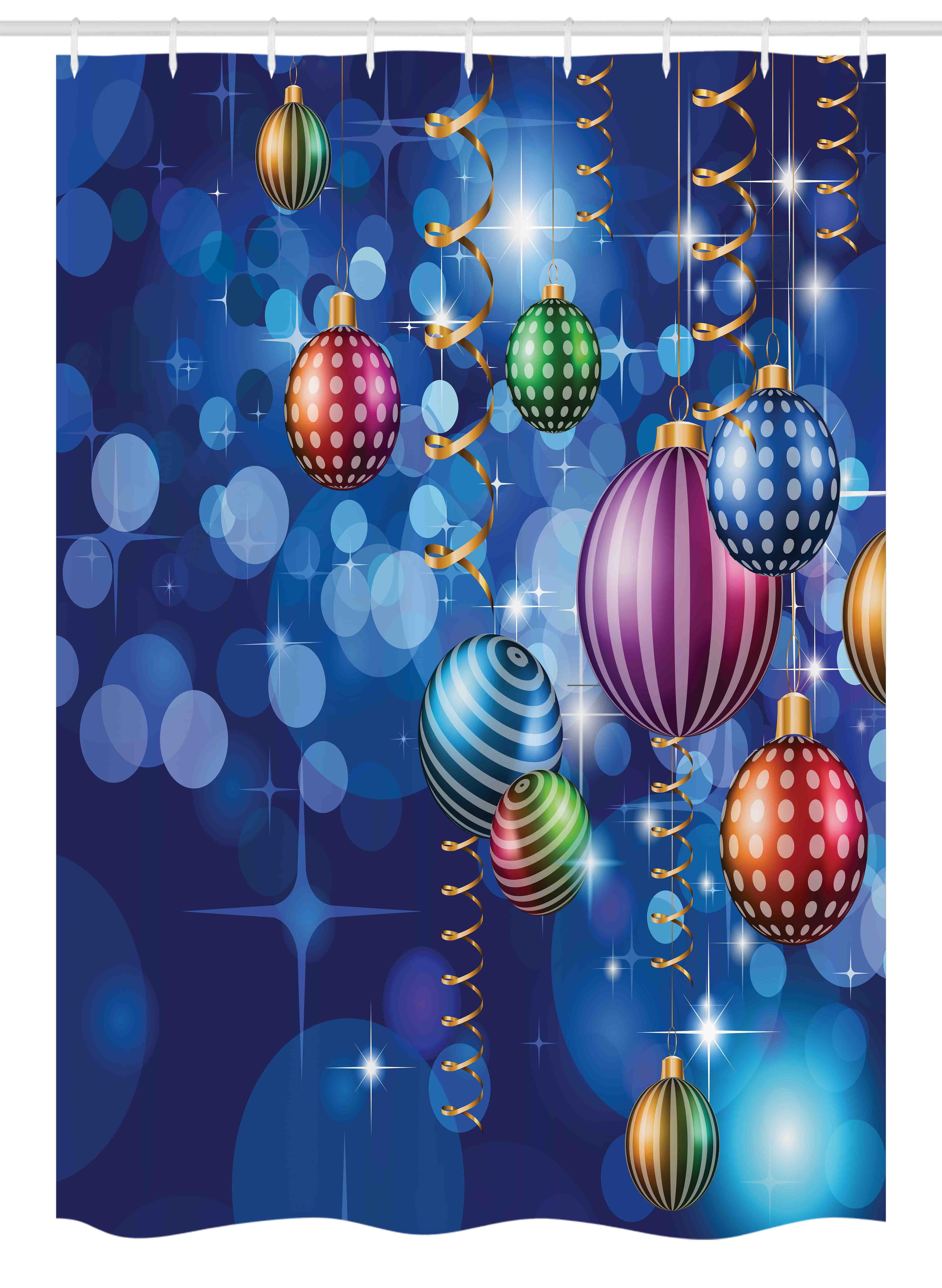 Christmas Stall Shower Curtain Happy New Year Party Print for Bathroom 36"x72" 