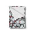 thumbnail image 2 of Bowling Party Soft Flannel Fleece Throw Blanket, Pile of Vivid Bowling Pins and Skittles with Red Stripes 3D Style Print, Cozy Plush for Indoor and Outdoor Use, 50" x 60", Red and White, by Ambesonne, 2 of 6