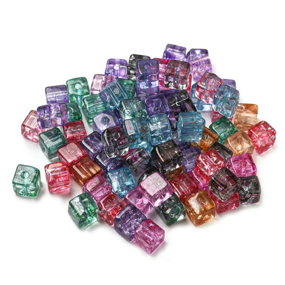 1Set 500Pcs Transparent Crackle Glass Beads Cube Mixed Color 6.5x6.5x6mm Hole: 1.8mm