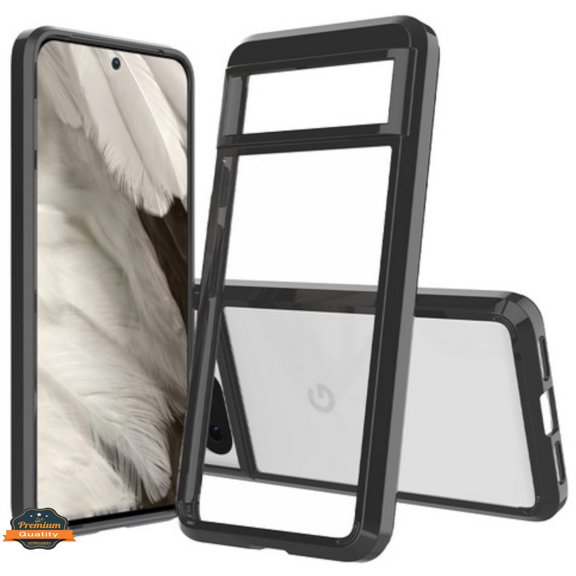 For Google Pixel 9 Pro XL (6.8") Crystal HD Clear Back Panel   TPU Bumper Frame Hybrid Thin Slim Hard Shockproof Defender Cover ,Xpm Phone Case [ Black ]