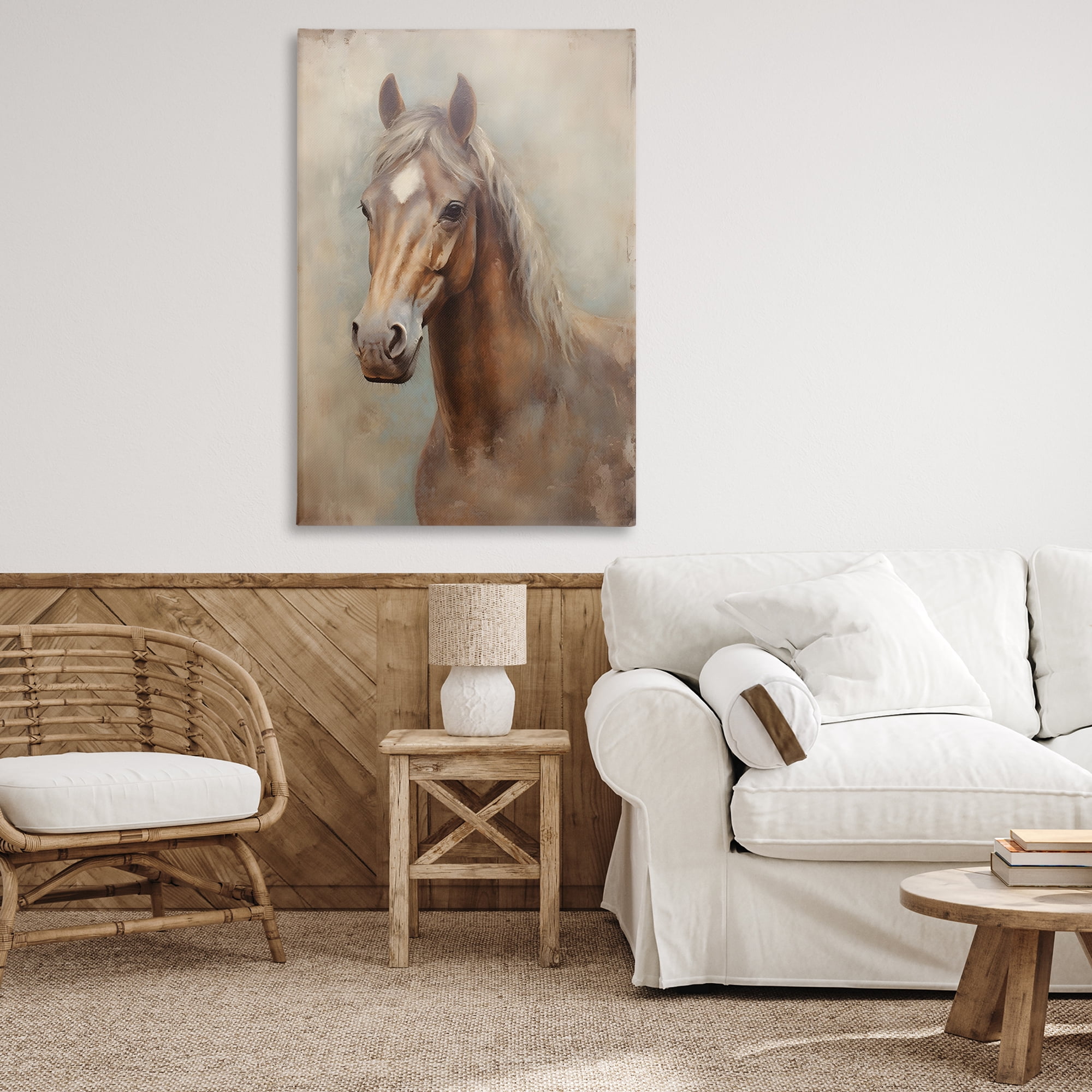 Stupell Industries Brown Horse Visage Animals & Insects Painting Gallery Wrapped Canvas Art Print Wall Art, 30 x 45