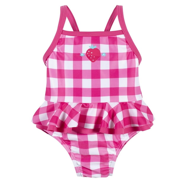 Gerber traje de baño niña 1 pieza color rosa fresa UPF 50+ cómodo y seguro