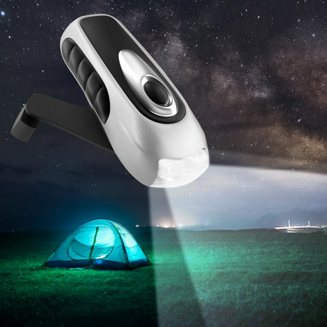 Portable Hand Crank Flashlight Camping Light Waterproof Handheld Flashlights for Argent