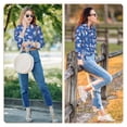 thumbnail image 7 of KLL Party Shark Cute Print Women's Long Sleeve Pajamas with Pants Sleepwear Loungewear 2 Set-Large, 7 of 7