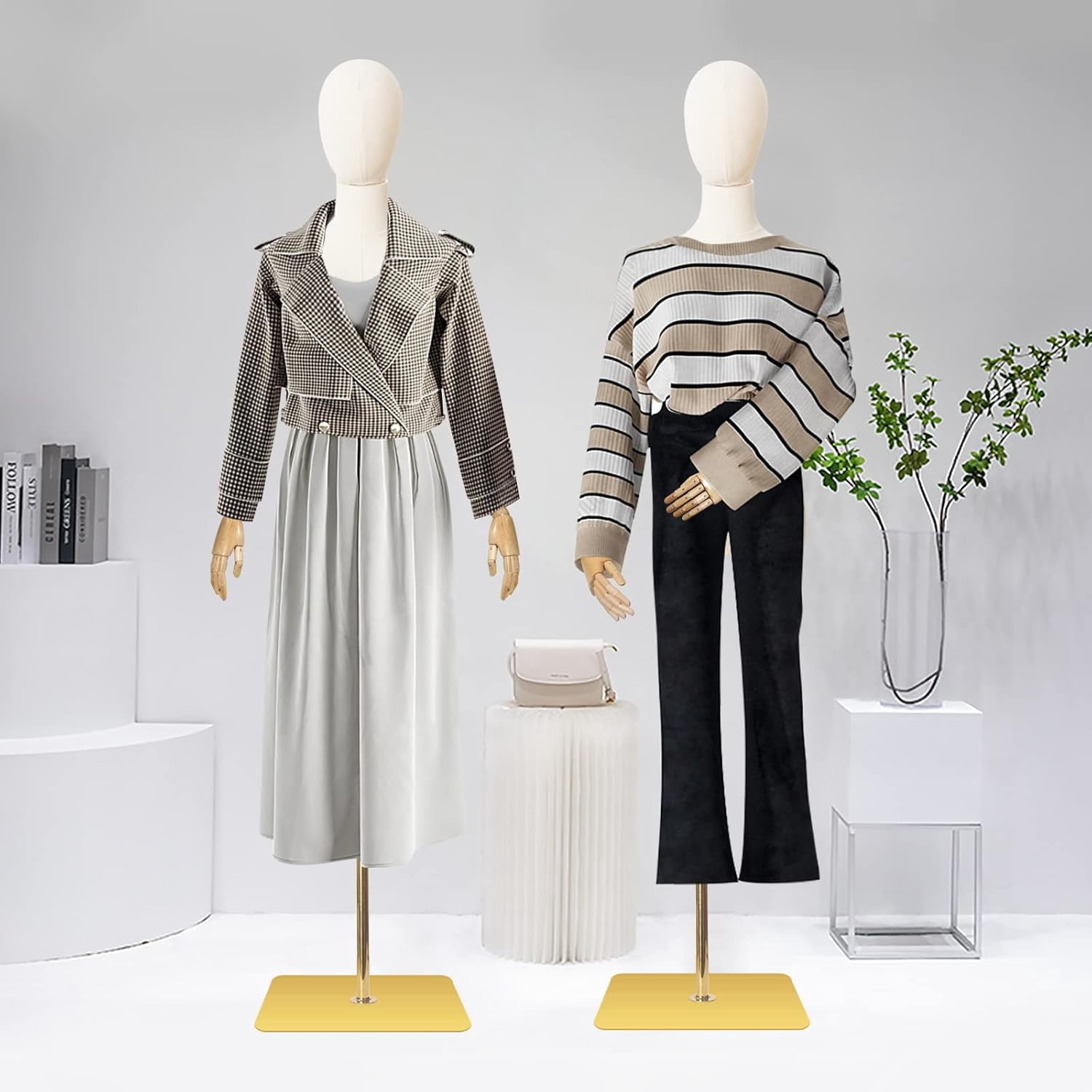 FreeLung Female Mannequin Torso with Detachable Head & Hands & Gold Metal Stand
