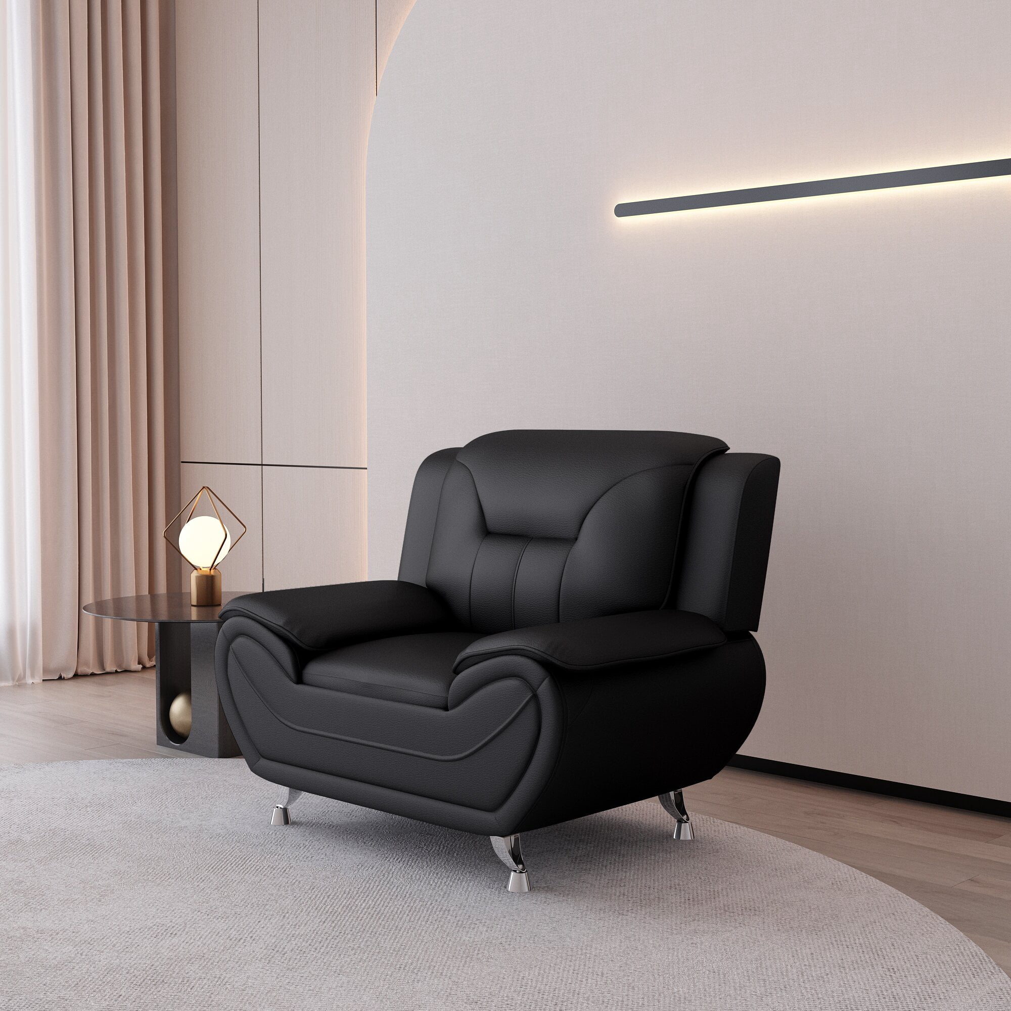 Sanuel 47.3" Wide Faux Leather Club Chair