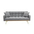 thumbnail image 3 of Gray Teddy Fabric 69" Convertible Sofa Bed for Small Spaces, Adjustable Backrest, 3-Seater Couch with Removable Pillows, 3 of 7