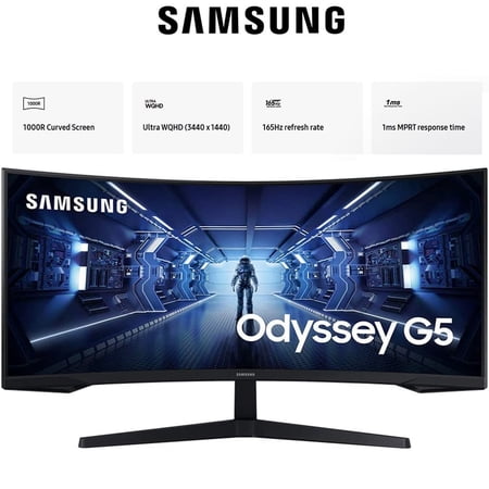 Samsung LC34G55TWW 34 inch Odyssey G55T WQHD 165Hz 1ms(MPRT) HDR Curved Gaming Monitor