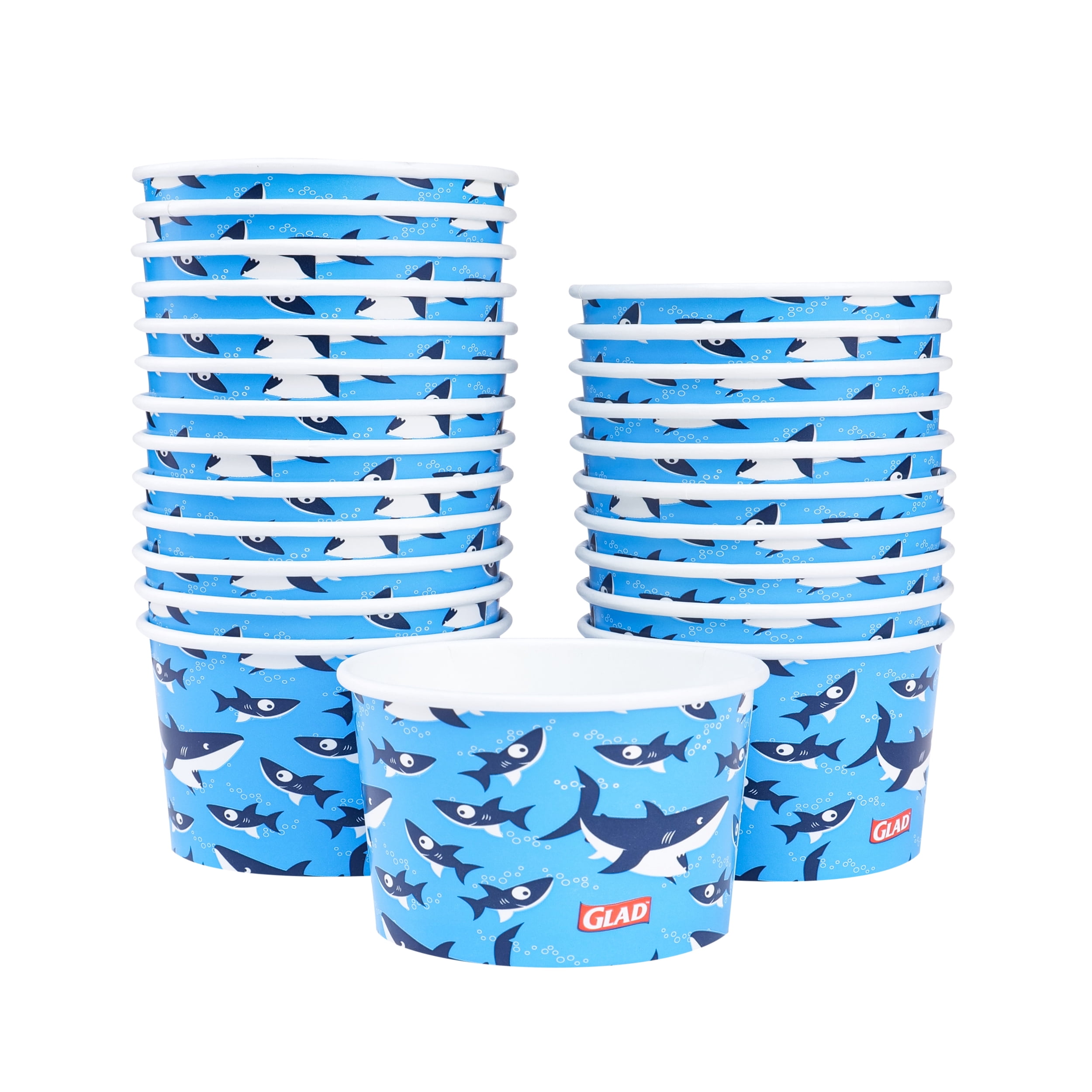 Glad For Kids Sharks 6oz Paper Snack Bowls, 24 Count - Leak Resistant & Sturdy