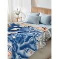 thumbnail image 4 of Blue Coral Coastal California King Size Flat Sheet, Wrinkleproof & Fadeproof Cooling Flat Bed Sheet Only, Summer Beach Vintage Nautical Starfish Breathable Soft Bedding Top Sheets 108 x 98 Inches, 4 of 8
