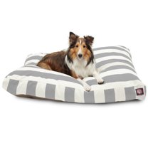 Majestic Pet | Vertical Stripe Shredded Memory Foam Rectangle Pet Bed For Dogs, Removable Cover, Gray, Large