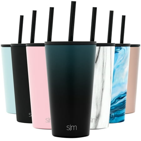 Simple Modern 16 oz Classic Tumbler with Straw & Flip Lid - 18/8 Stainless Steel Water Bottle Ombre: Moonlight