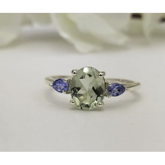 Natural Green Amethyst Ring-925 Sterling Silver-Prasiolite Oval Cut Ring-Handmade Birthstone Jewelry-Prasiolite Everyday Simple Ring Her