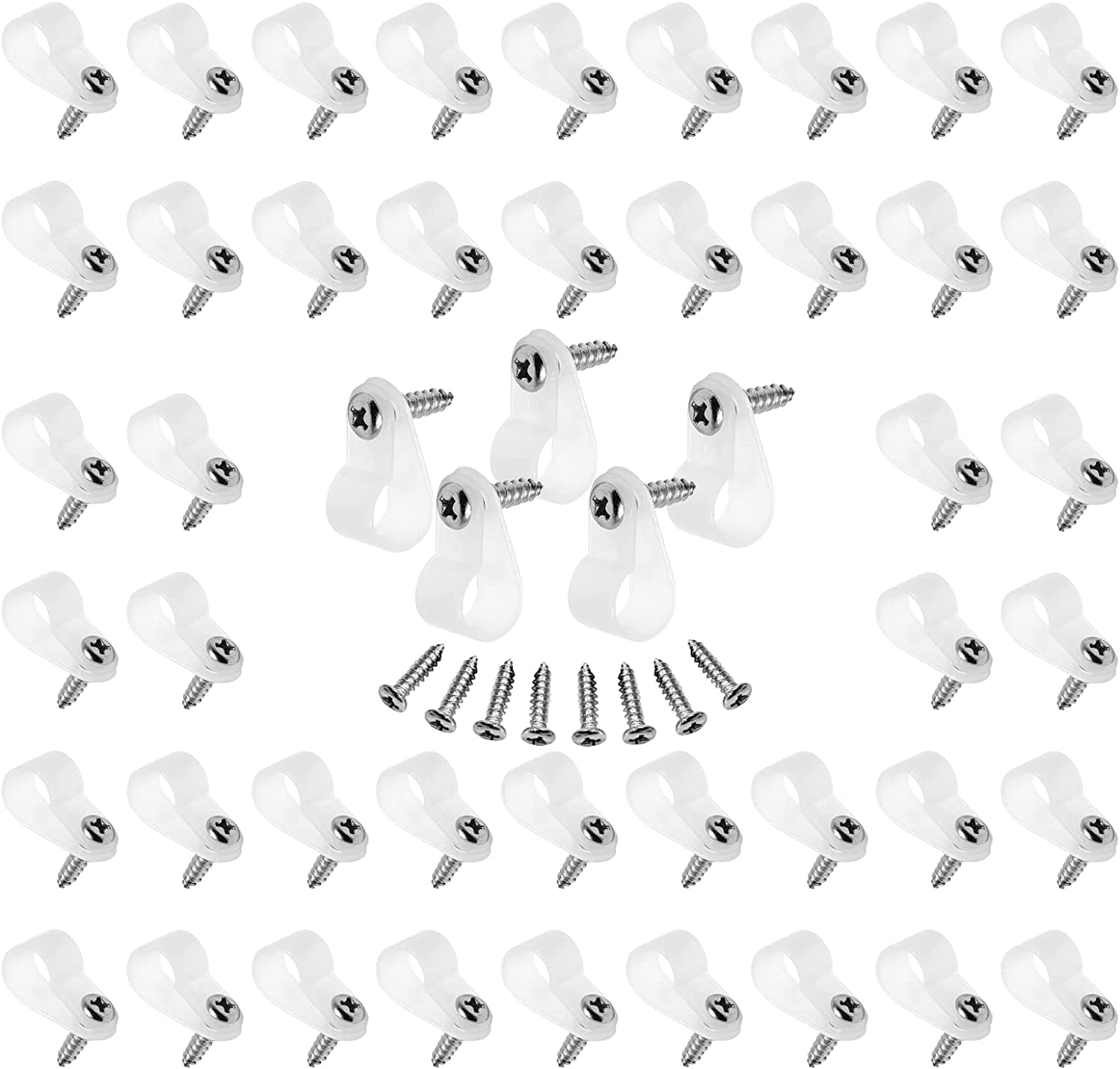 60pcs 3/8 Inch Nylon Cable Clamps, RType Wire Cable Clips with M4