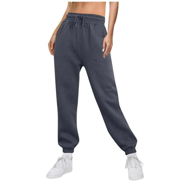 YDKZYMD Petite Sweatpants For Women Plus Size Dark Gray Fleece Elastic  Waist Baggy Pants Cinch Bottom Petite High Waist Casual Sweatpant with  Pockets