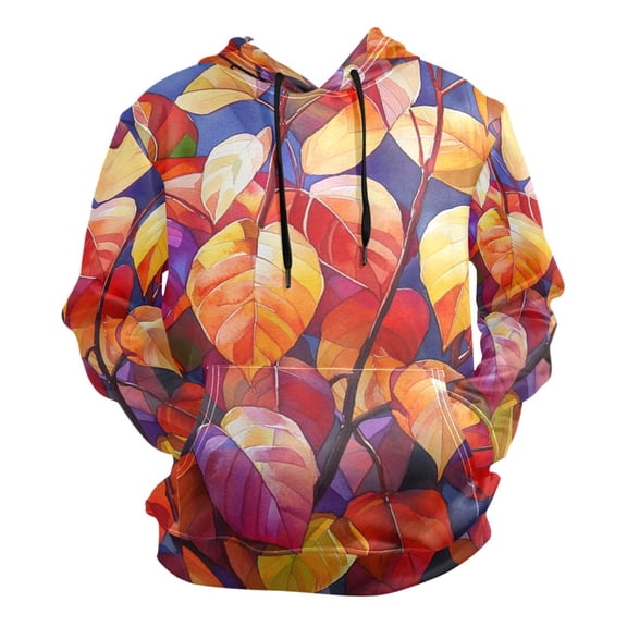 Red and Orange Autumn Leaves Men’s Hoodies Sweatshirt Fleece Jackets Long Sleeve Sweatshirts
