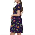thumbnail image 2 of Naloa Mexican Frogs Print Womens Summer A-Line Dress with Pockets,Short Sleeve Dresses,Flowy Beach Swing Dress for Vacation Travel, 2 of 6