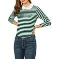 thumbnail image 6 of MODA NOVA Juniors Peter Pan Collar Long Sleeves Contrast Striped Blouse, 6 of 7