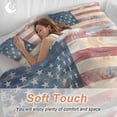 thumbnail image 4 of 3 Piece American Flag Duvet Cover Set Twin Size, Microfiber Comforter/Quilt Cover with Corner Ties and 2 Pillowcases, Rustic Star Stripes USA Flag Retro All Season Soft Bedding with Zipper Closure, 4 of 8