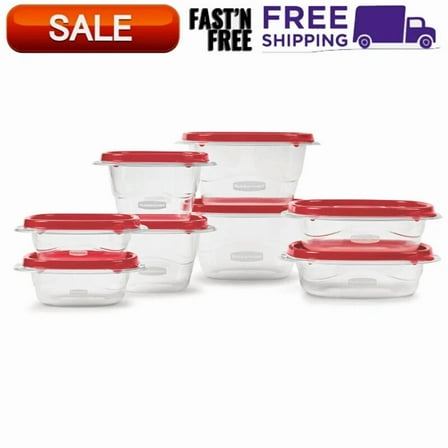 16Pc Plastic Food Storage Containers Set Kitchen Meal Prep Containers With Lids