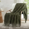 thumbnail image 6 of Whale Flotilla Knit Throw Blanket for Couch, Soft Fuzzy Decorative Knitted Blanket for Sofa Bed, Lightweight Cozy Warm Throws, 50x60 Inch, Olive, 6 of 8