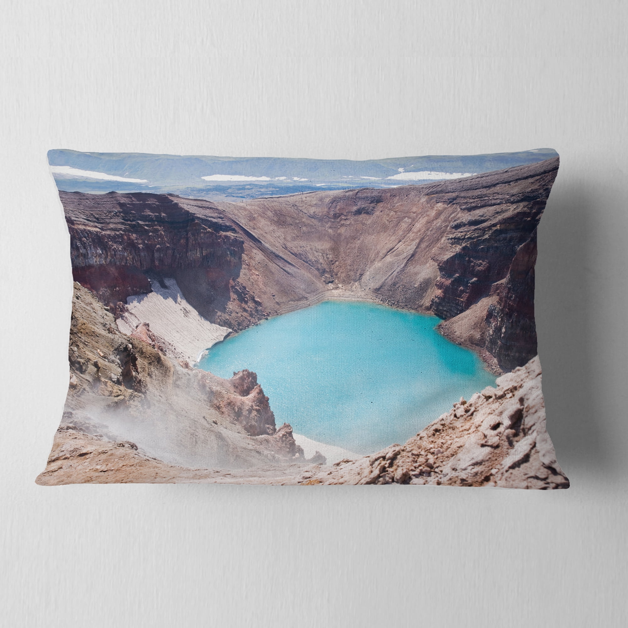 Designart Crater of Volcano Goreliy - Landscape Printed Throw Pillow - 12x20