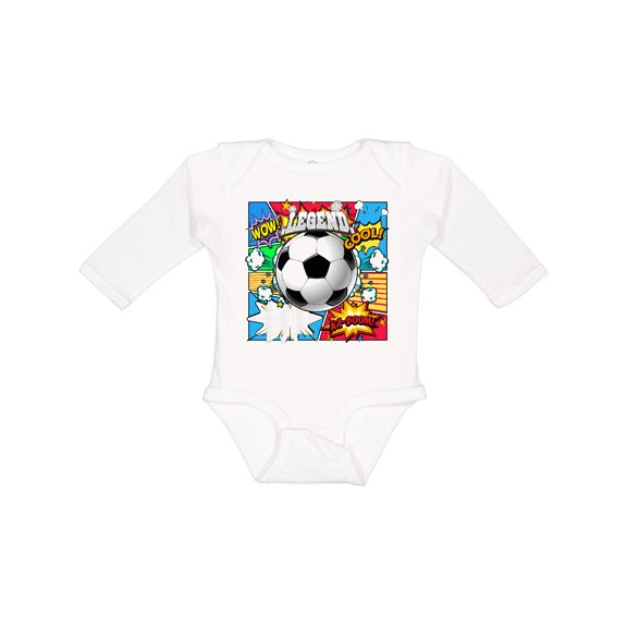 Inktastic Soccer Superhero Boys or Girls Long Sleeve Baby Bodysuit