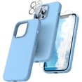 thumbnail image 1 of TOCOL Funda 5 en 1 para iPhone 13, con 2 protectores de pantalla + 2 protectores de lente de cámara, funda de silicona líquida para iPhone 13, azul medianoche, 1 of 4