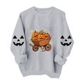 thumbnail image 4 of Women's Fall Clothes Sweatshirt Halloween Graphic Pullover Tops Crewneck Long Sleeve Casual Shirts Vintage Pumpkin Print Outerwear for Festival Party, 4 of 7
