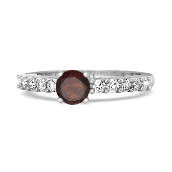Solitaire Accents 0.10 Ctw Garnet 925 Sterling Silver Bridal Women's Mother's Day Gift Ring