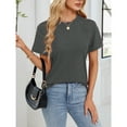 thumbnail image 3 of Ltctricy T Shirts for for Women Short Sleeve Crew Neck Ribbed Knit Tunic Tops Soft Casual Tees Loose Trendy Blouses, 3 of 6