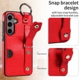 thumbnail image 3 of SaniMore Case for Samsung Galaxy S23 FE, PU Leather Durable [Back Card Slots] Wristlet Kickstand Buckle Protective Bumper Cover Shockproof Anti-fall/Anti-scratch for Ladies, Red, 3 of 10