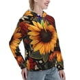 thumbnail image 2 of Yiaed Sunflower Floral Butterfly Print Womens Casual Hoodies Crew Neck Long Sleeve Sweatshirts With Pocket Pullover Tops Women's Hooded Sweatshirt-Large, 2 of 5