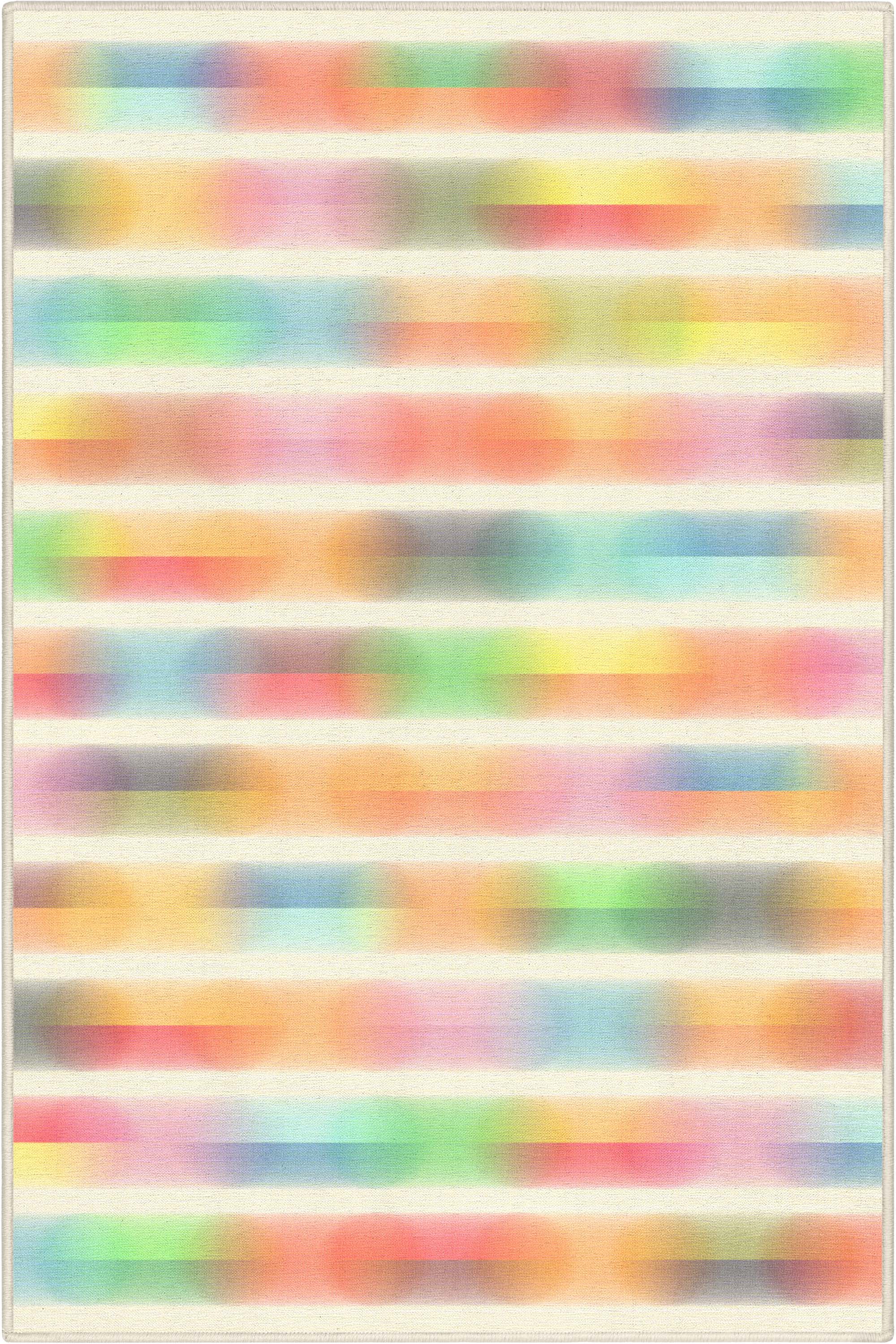 Well Woven Apollo Misty Stripes Modern Geometric Kids Multi Color Flat Pile Easy to Clean 3'3" x 5' Area Rug for Living Room Dining Room Bedroom and Kitchen