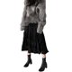 thumbnail image 4 of Falda larga plisada para mujeres Vestido midi de color sólido con cintura alta y elástica(Negro-M) Nituyy GL715-FF87861B2, 4 of 7