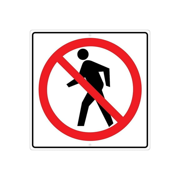 Traffic Warning Signs; Graphic, No Pedestrian Crossing Symbol, 24X24, .080 Hip Ref Aluminum