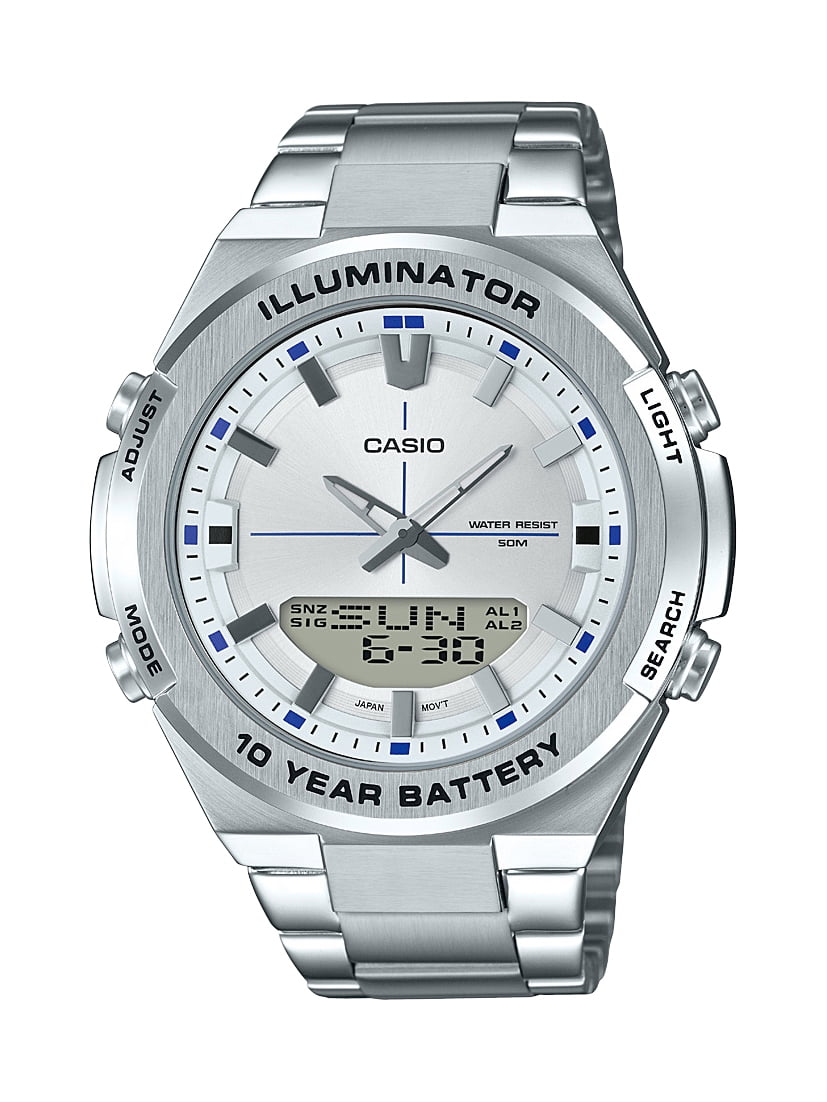 casio men's silver watches
