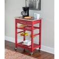 thumbnail image 3 of Linon Natalie Wood Stainless Steel Top Kitchen Cart in Red, 3 of 12