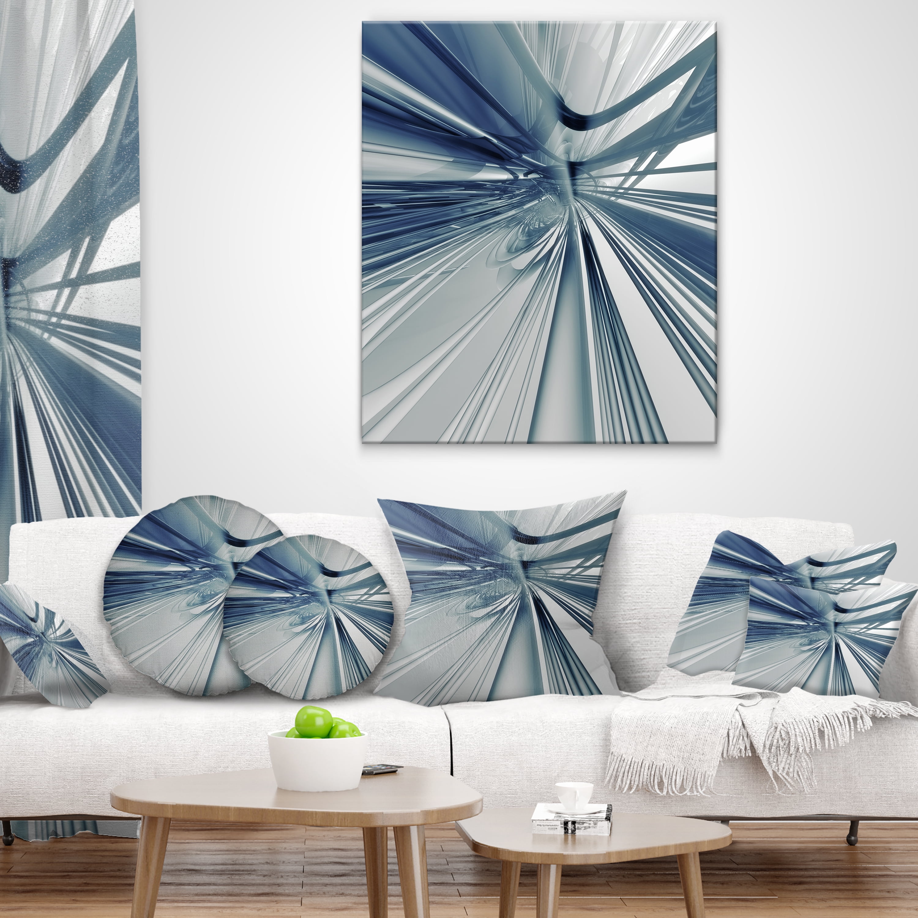Designart Blue 3D Textured Art - Abstract Throw Pillow - 12x20