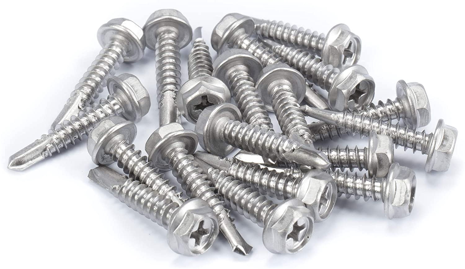 THE CIMPLE CO - 100pc Stainless Steel Self Drilling Tapping Screws #10 x 1" Hex and Phillips