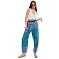 thumbnail image 4 of Joob Joob - Pantalones bohemios para mujer, pantalones de har&eacute;n hippie para mujer, c&oacute;moda ropa hippie bohemia fluida, Azul Aqua, S/M, 4 of 9